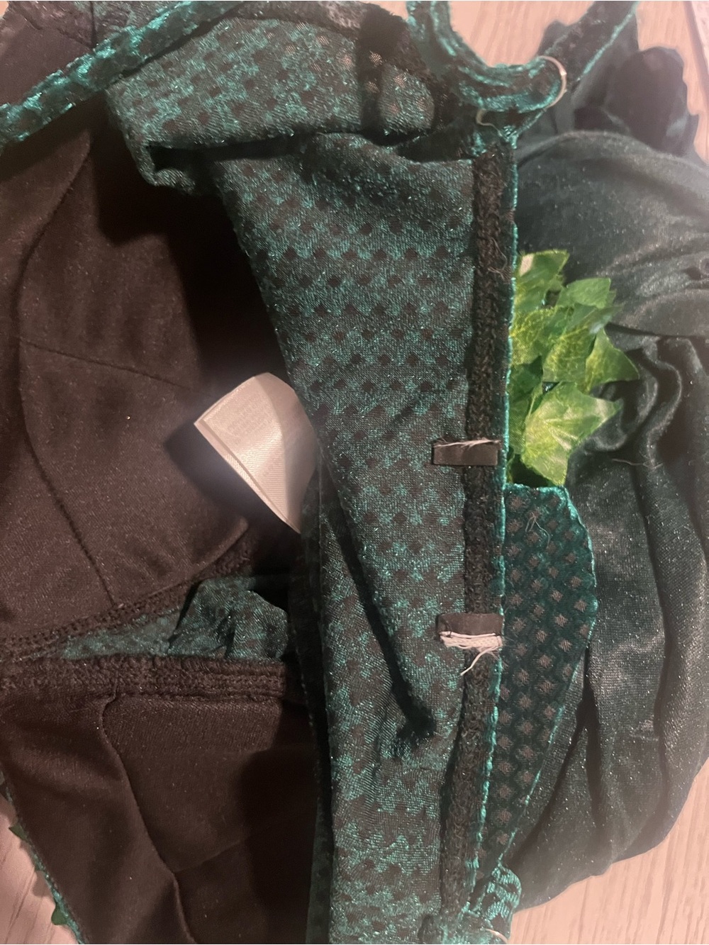 Custom Green Velvet Leaf-Trim Body Suit - Picture 8 of 8